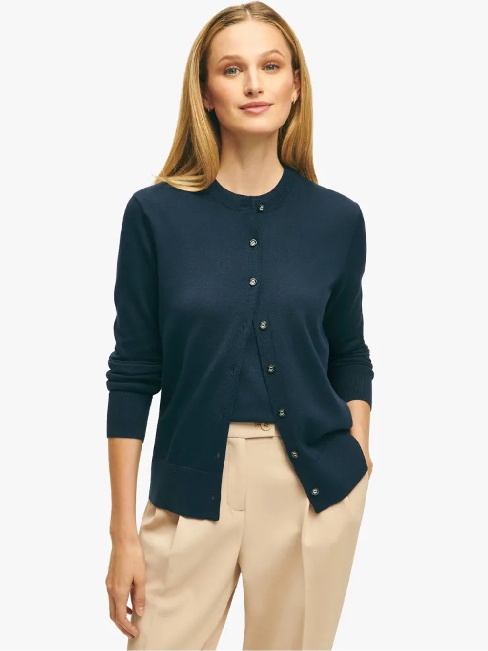 Brooks Brothers Navy Blue Supima Cotton Twin Set Cardigan & Shell Tank Top M